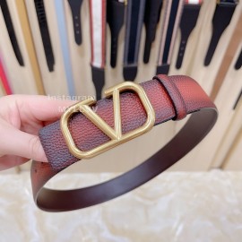 Valentino Litchi Grain Cowhide Pure Copper Buckle 40mm Belt