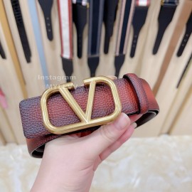 Valentino Litchi Grain Cowhide Pure Copper Buckle 40mm Belt