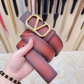 Valentino Litchi Grain Cowhide Pure Copper Buckle 40mm Belt