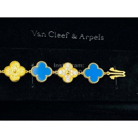 Van Cleef Arpels Sweet Alhambra Mini Dial Bracelet Watch Blue