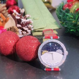 Van Cleef Arpels Vca Factory Leather Strap Watch Red