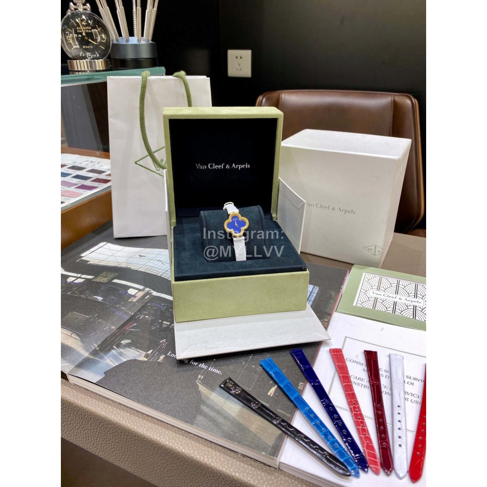 Van Cleef Arpels Sweet Alhambra White Crocodile Leather Strap Watch