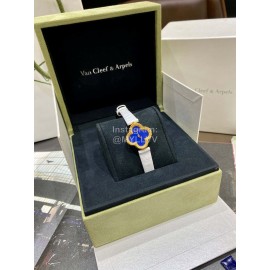 Van Cleef Arpels Sweet Alhambra White Crocodile Leather Strap Watch