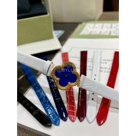 Van Cleef Arpels Sweet Alhambra White Crocodile Leather Strap Watch