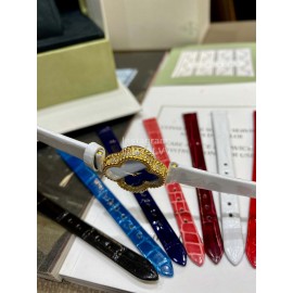 Van Cleef Arpels Sweet Alhambra White Crocodile Leather Strap Watch