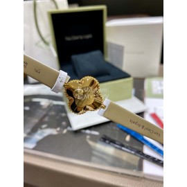 Van Cleef Arpels Sweet Alhambra White Crocodile Leather Strap Watch