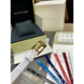 Van Cleef Arpels Sweet Alhambra White Crocodile Leather Strap Watch