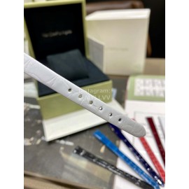 Van Cleef Arpels Sweet Alhambra White Crocodile Leather Strap Watch