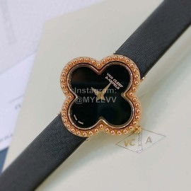 Van Cleef Arpels Vca Factory Silk Cowhide Strap Watch Black
