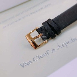 Van Cleef Arpels Vca Factory Silk Cowhide Strap Watch Black