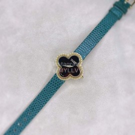 Van Cleef Arpels 30mm Dial Green Leather Strap Quartz Watch