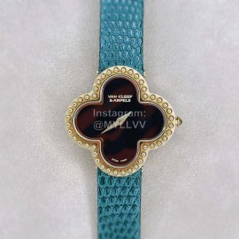 Van Cleef Arpels 30mm Dial Green Leather Strap Quartz Watch