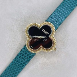 Van Cleef Arpels 30mm Dial Green Leather Strap Quartz Watch