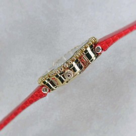 Van Cleef Arpels 30mm Dial Leather Strap Quartz Watch Red