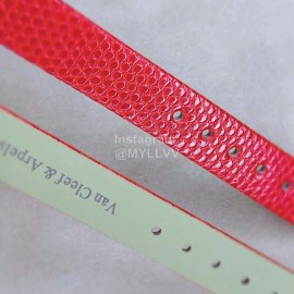 Van Cleef Arpels 30mm Dial Leather Strap Quartz Watch Red