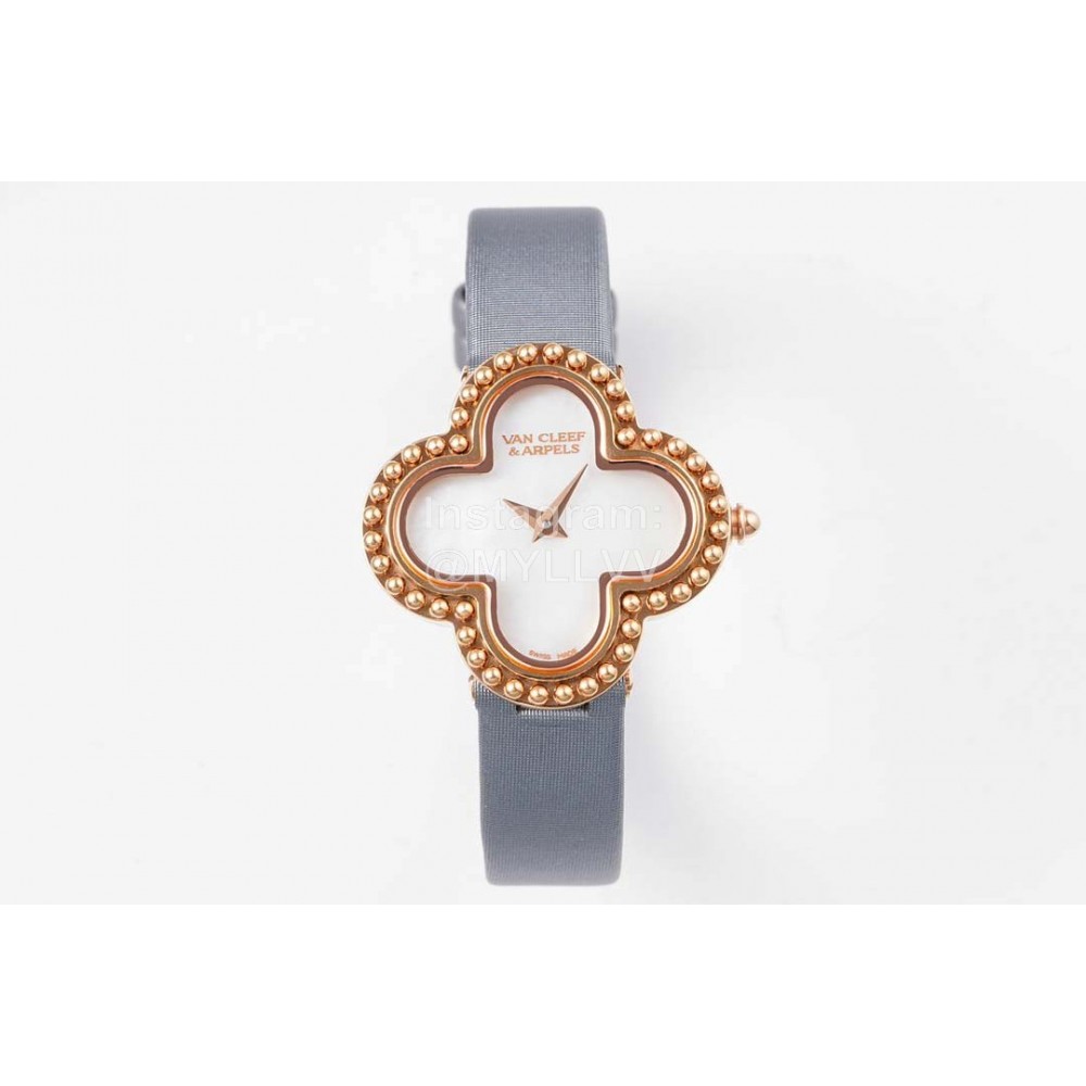 Van Cleef Arpels Sapphire Crystal Glass Zircon Mosaic Watch Gray