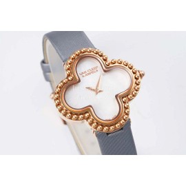 Van Cleef Arpels Sapphire Crystal Glass Zircon Mosaic Watch Gray