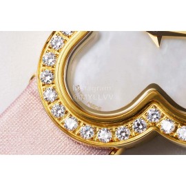 Van Cleef Arpels New Sapphire Crystal Glass Zircon Mosaic Watch Pink