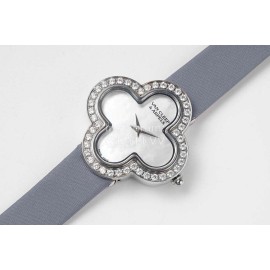 Van Cleef Arpels New Sapphire Crystal Glass Zircon Mosaic Watch Gray