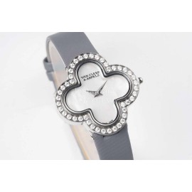 Van Cleef Arpels New Sapphire Crystal Glass Zircon Mosaic Watch Gray