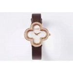 Van Cleef Arpels New Sapphire Crystal Glass Zircon Mosaic Watch Brown