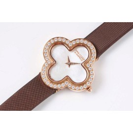 Van Cleef Arpels New Sapphire Crystal Glass Zircon Mosaic Watch Brown