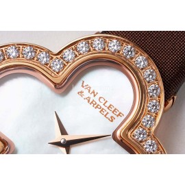 Van Cleef Arpels New Sapphire Crystal Glass Zircon Mosaic Watch Brown