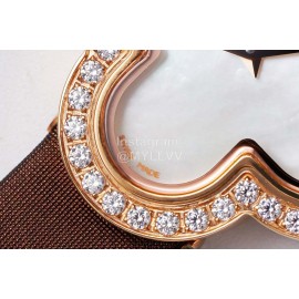 Van Cleef Arpels New Sapphire Crystal Glass Zircon Mosaic Watch Brown