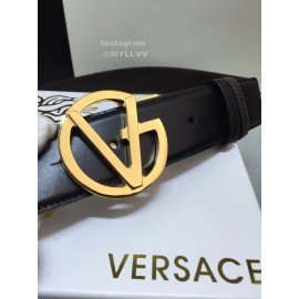 Versace Calf Leather Gold V-Shaped Buckle 40mm Belt