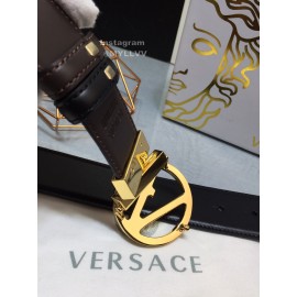 Versace Calf Leather Gold V-Shaped Buckle 40mm Belt