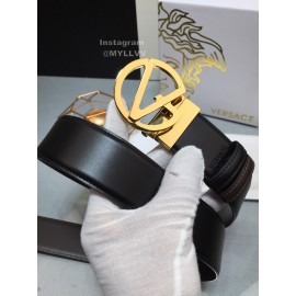 Versace Calf Leather Gold V-Shaped Buckle 40mm Belt