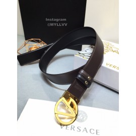 Versace Calf Leather Gold V-Shaped Buckle 40mm Belt