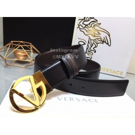 Versace Calf Leather Gold V-Shaped Buckle 40mm Belt