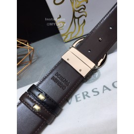 Versace Calf Leather Silver V-Shaped Buckle 40mm Belt