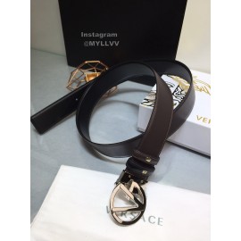 Versace Calf Leather Silver V-Shaped Buckle 40mm Belt