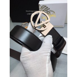 Versace Calf Leather Silver V-Shaped Buckle 40mm Belt