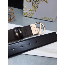 Versace Calf Leather Silver V-Shaped Buckle 40mm Belt