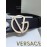 Versace New Calf Leather Silver V-Shaped Buckle 40mm Belt
