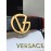 Versace Calf Leather Gold V-Shaped Buckle 40mm Belt Red