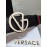 Versace Calf Leather Silver V-Shaped Buckle 40mm Belt Red