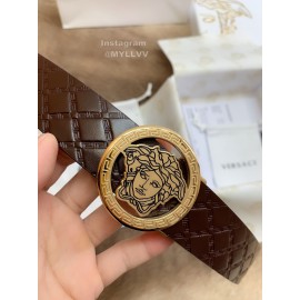 Versace Plaid Calf Leather Gold Automatic Buckle 35mm Belt For Men