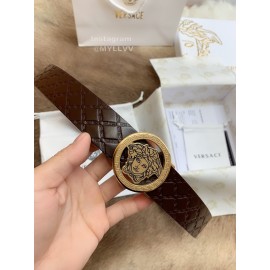 Versace Plaid Calf Leather Gold Automatic Buckle 35mm Belt For Men