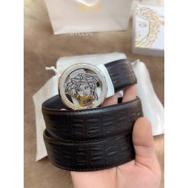 Versace Calf Leather Silver Automatic Buckle 35mm Belt For Men