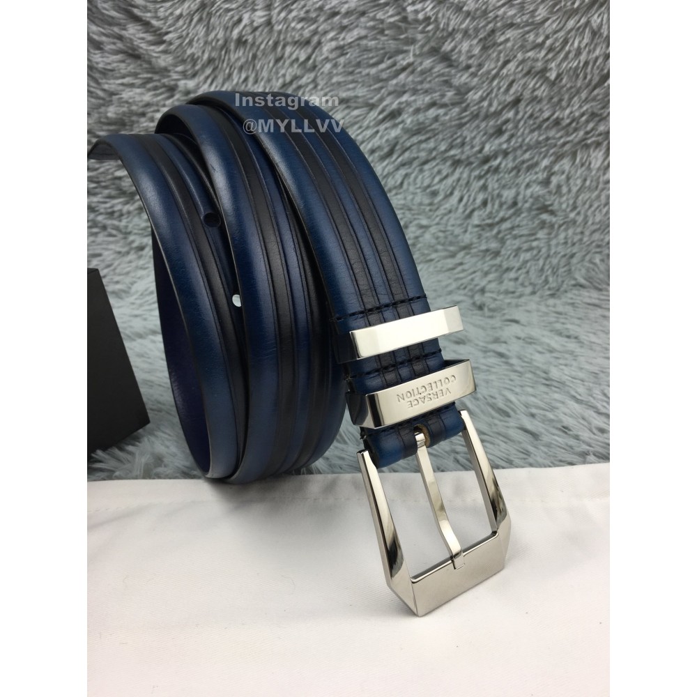 Versace New Leather Pin Buckle 35mm Business Leisure Belt Blue