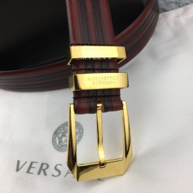 Versace New Leather Pin Buckle 35mm Business Leisure Belt Wine Red