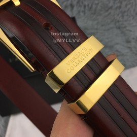 Versace New Leather Pin Buckle 35mm Business Leisure Belt Wine Red