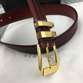 Versace New Leather Pin Buckle 35mm Business Leisure Belt Wine Red