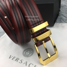Versace New Leather Pin Buckle 35mm Business Leisure Belt Wine Red