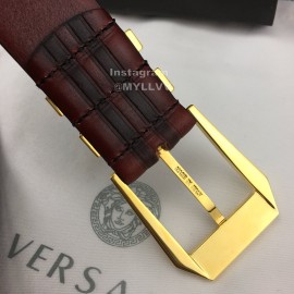 Versace New Leather Pin Buckle 35mm Business Leisure Belt Wine Red