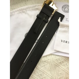 Versace Black Leather Gold Medusa Buckle Belt 